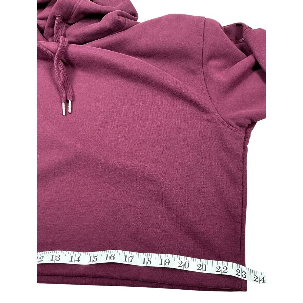Calvin Klein Cropped Hoodie Sweatshirt- Burgundy - Size L - Picture 8 of 8